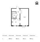 Планировка 1-комнатной квартиры, 46,8 м2
