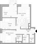 Планировка 3-комнатной квартиры, 86,01 м2