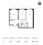 Планировка 2-комнатной квартиры, 60 м2