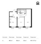 Планировка 2-комнатной квартиры, 58,2 м2