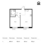 Планировка 1-комнатной квартиры, 44,9 м2