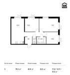 Планировка 3-комнатной квартиры, 78,5 м2