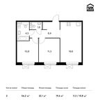 Планировка 2-комнатной квартиры, 56,2 м2