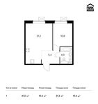 Планировка 1-комнатной квартиры, 41,2 м2