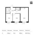 Планировка 2-комнатной квартиры, 55,6 м2