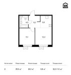 Планировка 2-комнатной квартиры, 39,3 м2