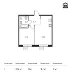 Планировка 1-комнатной квартиры, 39,4 м2