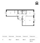 Планировка 3-комнатной квартиры, 76 м2