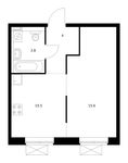 Планировка 1-комнатной квартиры, 33,9 м2