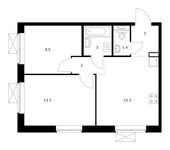 Планировка 2-комнатной квартиры, 47,5 м2