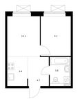 Планировка 2-комнатной квартиры, 32,1 м2