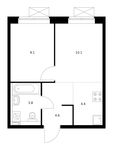 Планировка 2-комнатной квартиры, 32 м2