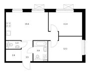 Планировка 2-комнатной квартиры, 54,3 м2