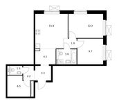 Планировка 2-комнатной квартиры, 61,3 м2