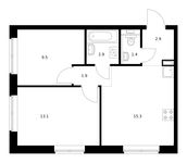 Планировка 2-комнатной квартиры, 47 м2
