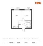 Планировка 1-комнатной квартиры, 39,4 м2