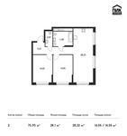 Планировка 2-комнатной квартиры, 76,1 м2