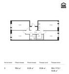 Планировка 3-комнатной квартиры, 90,6 м2