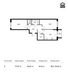 Планировка 2-комнатной квартиры, 77,97 м2