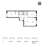 Планировка 3-комнатной квартиры, 84,3 м2