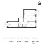 Планировка 3-комнатной квартиры, 97,84 м2