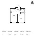 Планировка 1-комнатной квартиры, 37,24 м2