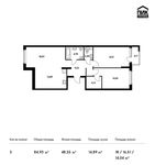 Планировка 3-комнатной квартиры, 84,93 м2