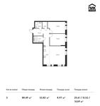 Планировка 3-комнатной квартиры, 88,49 м2