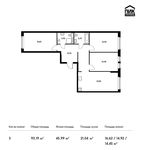 Планировка 3-комнатной квартиры, 93,19 м2