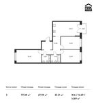 Планировка 3-комнатной квартиры, 97,08 м2