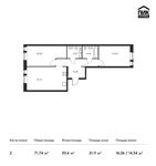 Планировка 2-комнатной квартиры, 71,74 м2