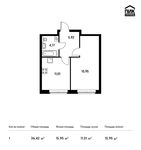 Планировка 1-комнатной квартиры, 36,42 м2