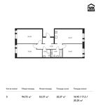 Планировка 3-комнатной квартиры, 94,72 м2