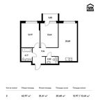 Планировка 2-комнатной квартиры, 62,97 м2