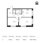Планировка 2-комнатной квартиры, 51,23 м2