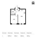 Планировка 1-комнатной квартиры, 37,97 м2