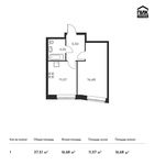 Планировка 1-комнатной квартиры, 37,51 м2