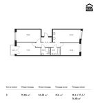Планировка 3-комнатной квартиры, 91,86 м2