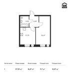 Планировка 1-комнатной квартиры, 37,03 м2