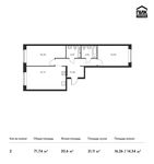 Планировка 2-комнатной квартиры, 71,74 м2