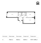 Планировка 2-комнатной квартиры, 74,62 м2
