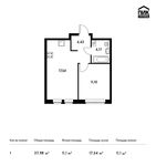 Планировка 1-комнатной квартиры, 37,98 м2