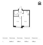 Планировка 1-комнатной квартиры, 36,43 м2