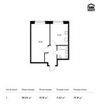 Планировка 1-комнатной квартиры, 38,04 м2