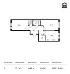 Планировка 2-комнатной квартиры, 77,1 м2