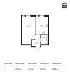 Планировка 1-комнатной квартиры, 41,58 м2