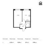 Планировка 1-комнатной квартиры, 41,58 м2