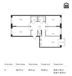 Планировка 4-комнатной квартиры, 123,77 м2