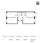 Планировка 3-комнатной квартиры, 96,14 м2