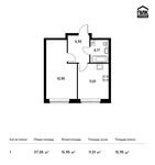 Планировка 1-комнатной квартиры, 37,05 м2